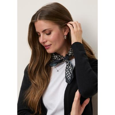 Nickituch LAURA SCOTT, Damen, schwarz (hellbraun, schwarz), Satin, Polyester, Hahnentrittmuster, bedruckt, gemustert, Modetücher, mit modischem Hahnentritt-Allover-Druck