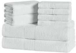 Sweet Home Collection 8PC Cotton Towel Set (2 Bath, 2 Hand, 4 Wash)