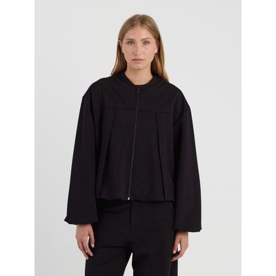 Bomberjacke GANG "94ELLA BOMBER", Damen, Gr. M, schwarz, Jersey, Obermaterial: 65% Viskose, 30% Polyamid, 5% Elasthan, unifarben, Ballonform hüftlang, Jacken Bomberjacke, aus schwerem Jerseystoff