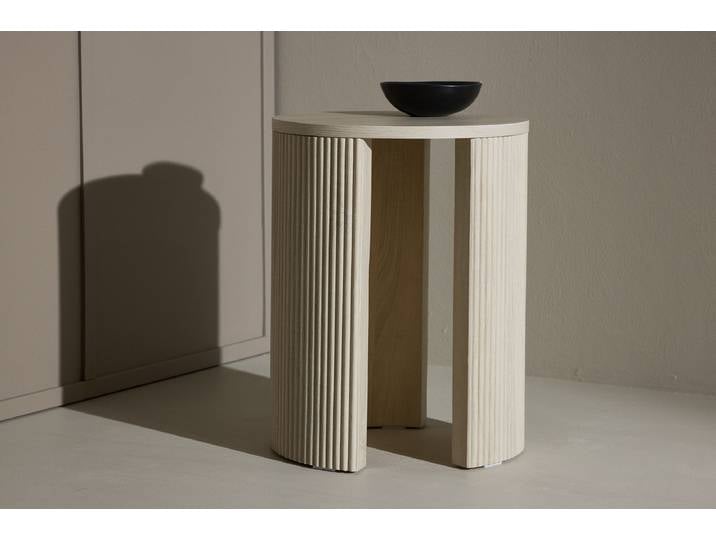Table d’appoint Bristol Ø 40cm Blanc/Imitation chêne clair