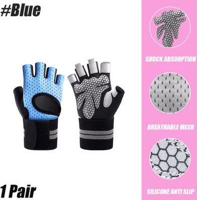 Inspire Picks Weightlifting Gloves With Wrist Support Breathable Workout Gloves For Gym, CrossFit & Strength Training blue l