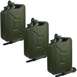 Trutzholm Benzinkanister 4512901, 3 Stück, 20 Liter, mit Auslaufrohr, Hammerschlag, grün, aus Metall