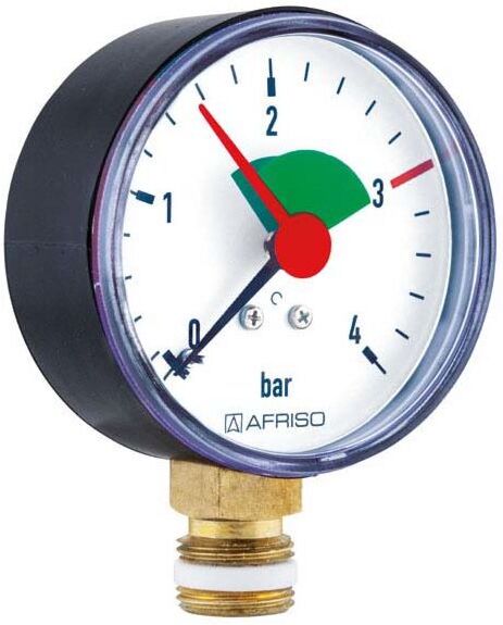 Afriso Manometer 0-4 bar, senkrecht 63918 Gehäuse 80mm Durchmesser, 1/2" Anschluss