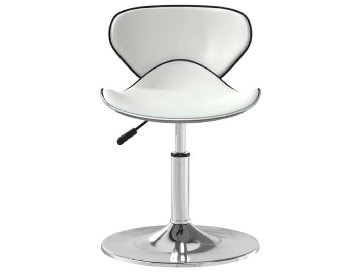 HKLGBVCR Esszimmerstuhl, weiß, Kunstleder, drehbar um 360 Grad Basis aus verchromtem Stahl, Höhenverstellung durch Gas, leicht zu reinigendes Kunstleder, max. 110 kg, Haus, Büro, Bar, Café