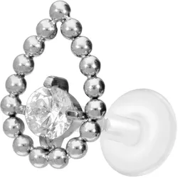 PTFE Labret mit Innengewinde + Titan-Aufsatz TROPFEN + KRISTALL
