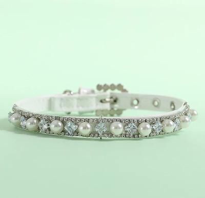 Inspired Living Pearl Rhinestone Cat Collar For Elegant Pet Photos 4 m neck 24 30cm