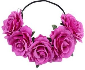 CreateConfidence Floral Rose Headband Crown For Wedding & Halloween Pink