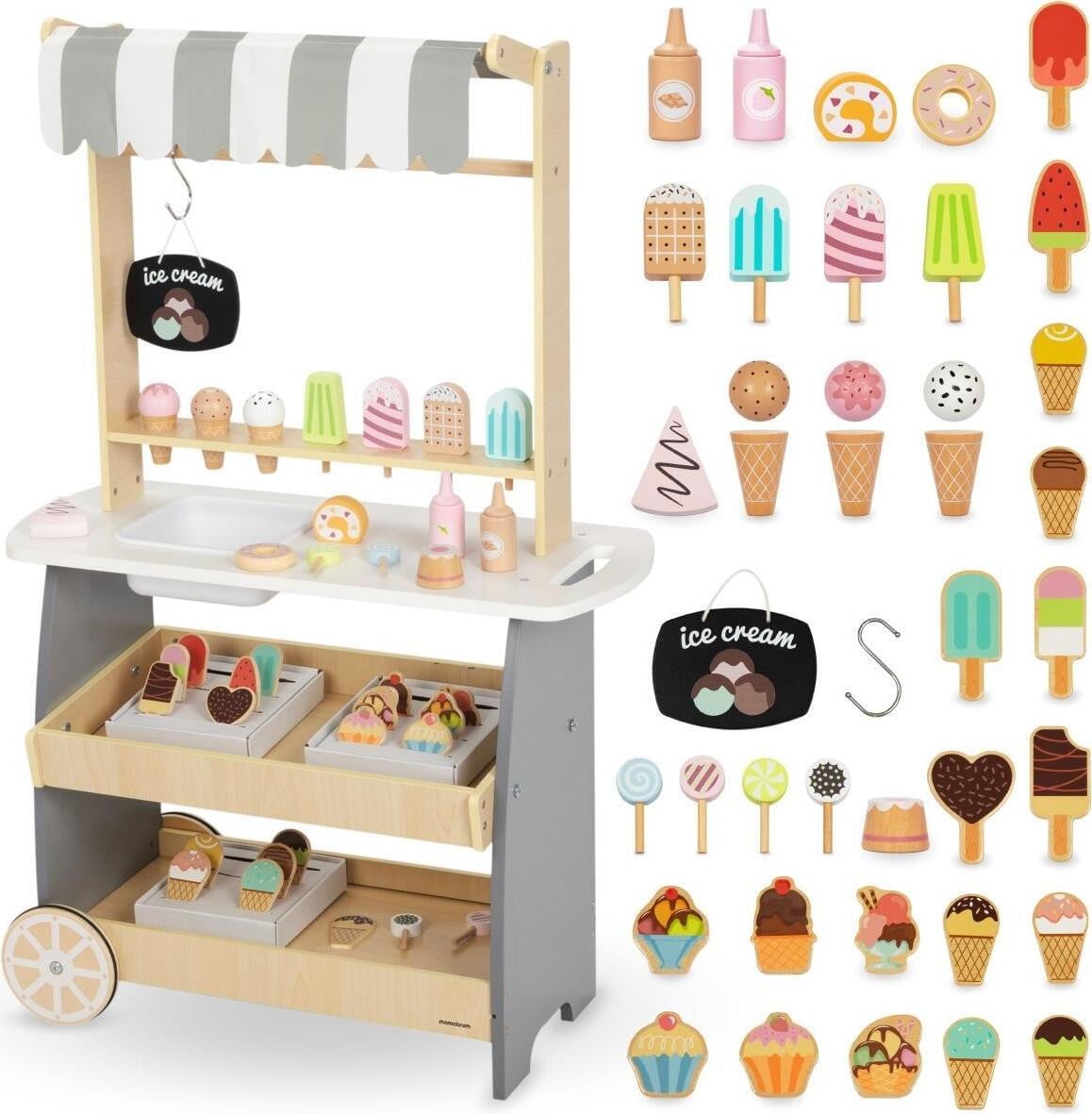 Mamabrum Houten ijskar voor kinderen met accessoires
