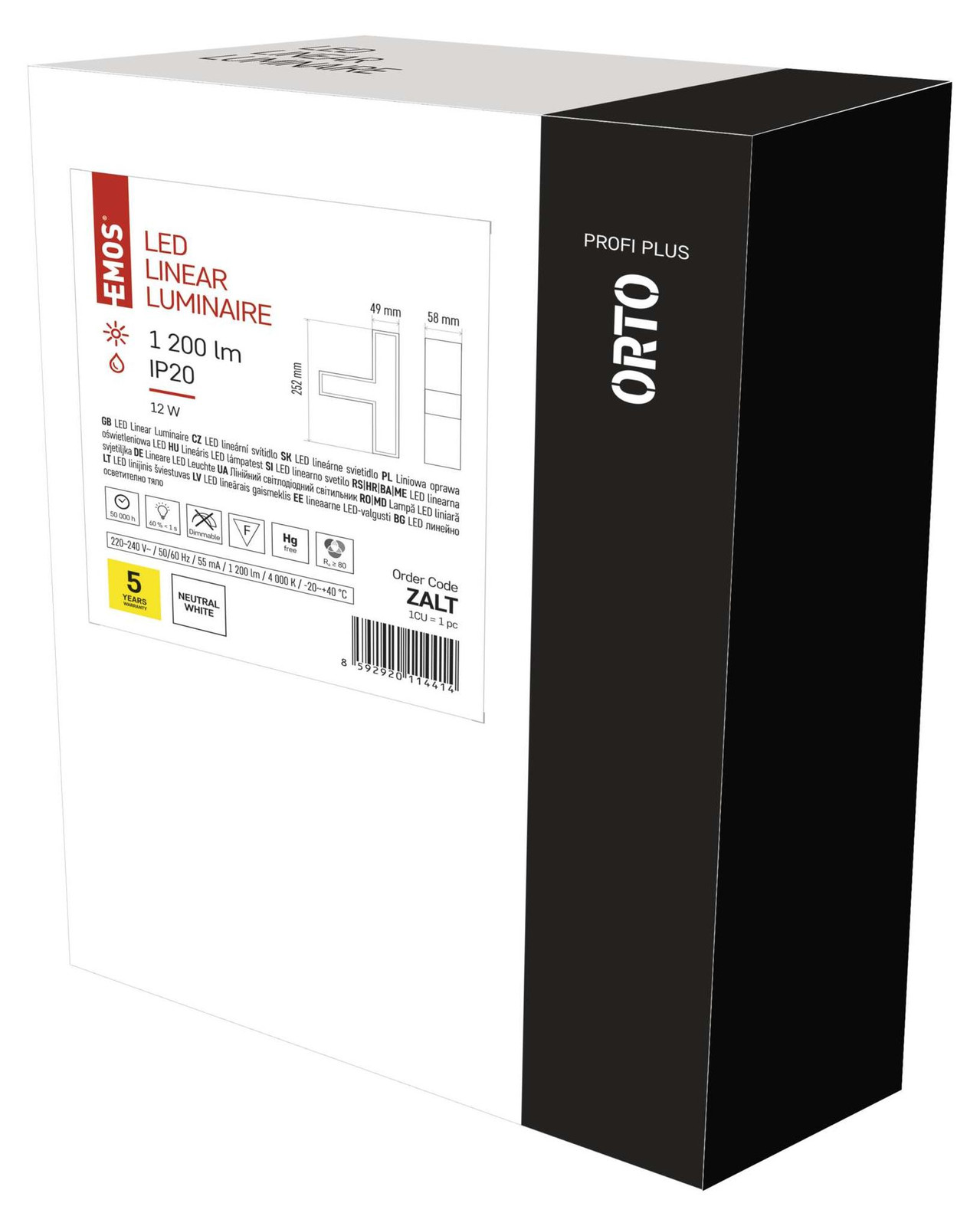Emos LED lineair armatuur ORTO TCON 12W, wit