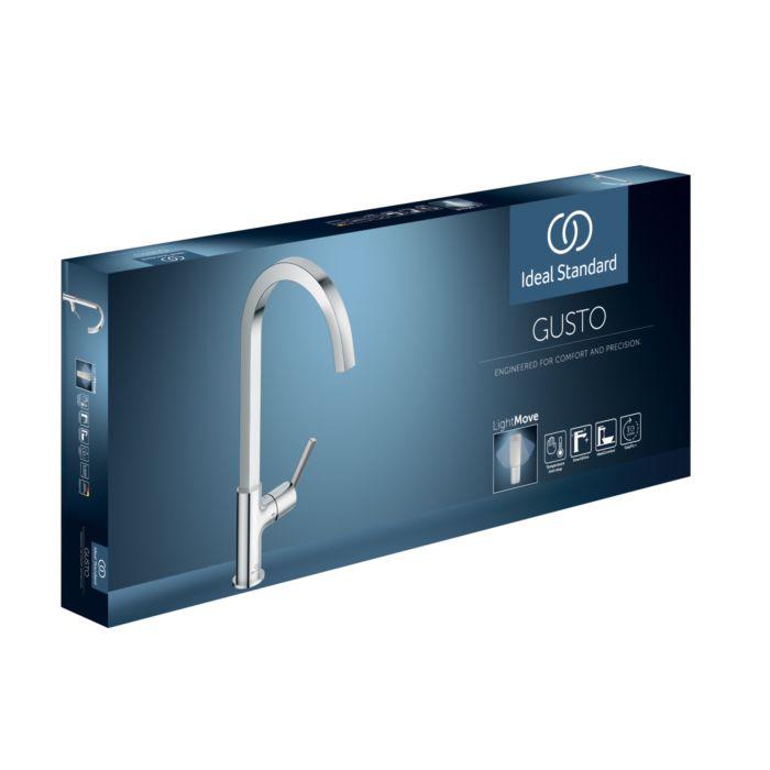 Ideal Standard Gusto Küchenarmatur BD411AA chrom, mit hohem eckigen Rohrauslauf
