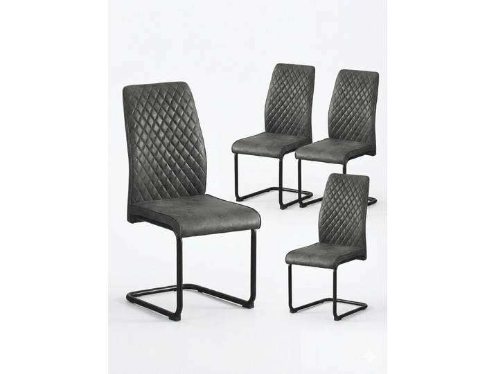 Esszimmerstühle 4er Set THEO – Schwingstuhl mit Steppdesign & Kunstlederbezug