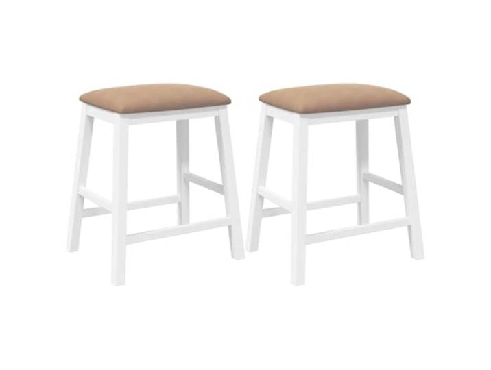 Kaorsrow 2er Set Barstühle mit Rückenlehne und Kissen Weiß Braun Gepolsterter Tresenhocker für Küche und Esszimmer mit stabiler Holzkonstruktion und pflegeleichter Sitzfläche.
