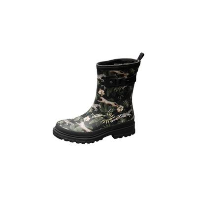 Gummistiefel VERBENAS "LINA FUR SMOOTH SELVA", Damen, Gr. 39, Warmfutter, bunt (schwarz kombiniert), Naturkautschuk, Schuhe Gummistiefel, Regenstiefelette, Rainboots in Dschungel-Optik