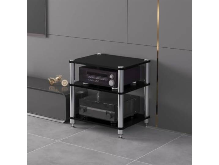 ZSCNYHMT Audio Rack, Stereo-Schrank Mit Edelstahlrahmen Und Ablagen Mehrschichtige regale, verstärkeraufbewahrung, player-organisation, stabiles design, für audio innenräume(A,3-tier)