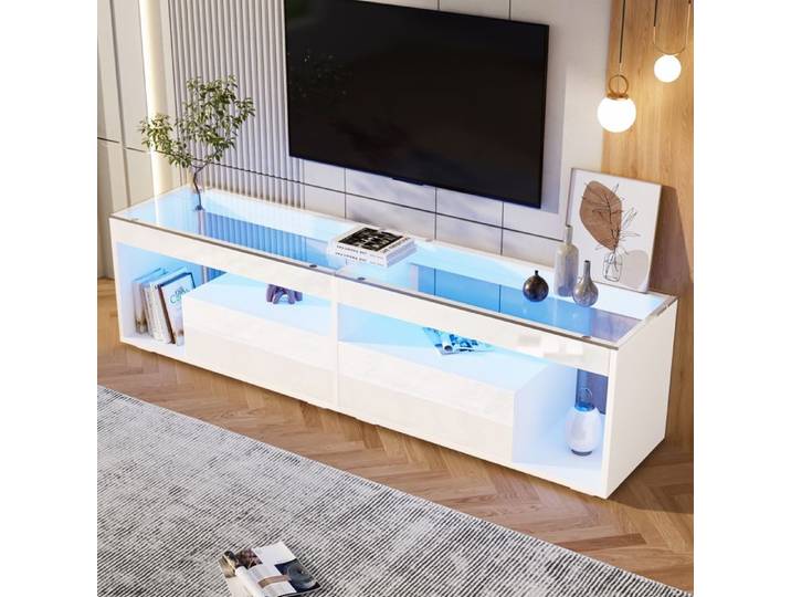 Meuble TV - Console TV - 180x40x46 cm - Éclairage LED - Design moderne et fonctionnel