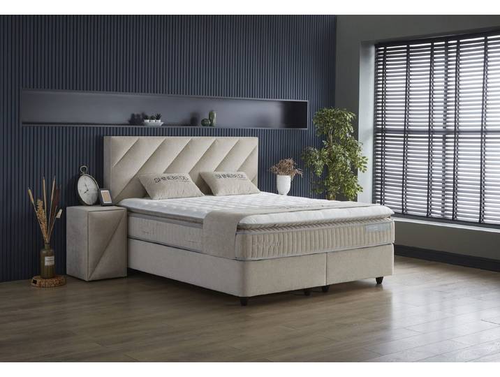 Viva Möbel Boxspringbett SHINE (90 x 200 cm, ohne Nachttisch), Funktionales Boxspringbett - luxuriös und funktional