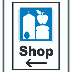 HB-Druck Shop Schild mit Pfeil links A1 (594x841mm)