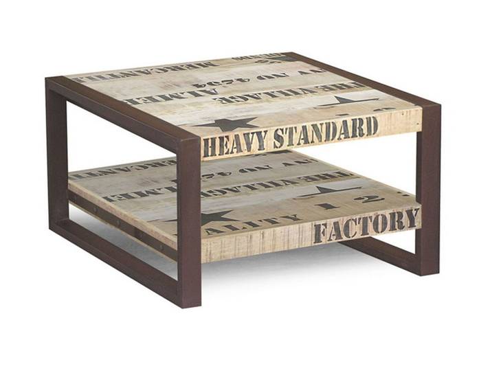 Couchtisch Mango 60x60x40 natur bedruckt FACTORY #125