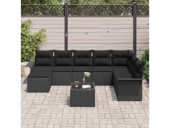 KTHLBRH Gartenmöbel-Set, modular, Beige, 9-teilig Sessel und Couchtisch, Polyrattan, für Terrasse und Terrasse