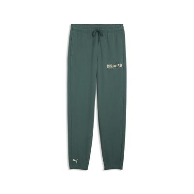 Trainingshose PUMA "PUMA Crew Trainingshose Herren", Damen, Gr. L, Normalgrößen, grün (herb garden grün), Obermaterial: 70% Baumwolle, 30% Polyester. Taschenfutter: 100% Baumwolle, regular fit, Hosen Trainingshose