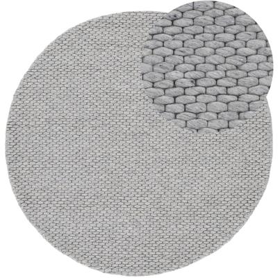 Wollteppich CARPETFINE "Sina, auch als Läufer", grau, H:14mm Ø:120cm, Wolle, Teppiche, Handweb Teppich, reine Wolle, meliert, handgewebt, weich & kuschelig