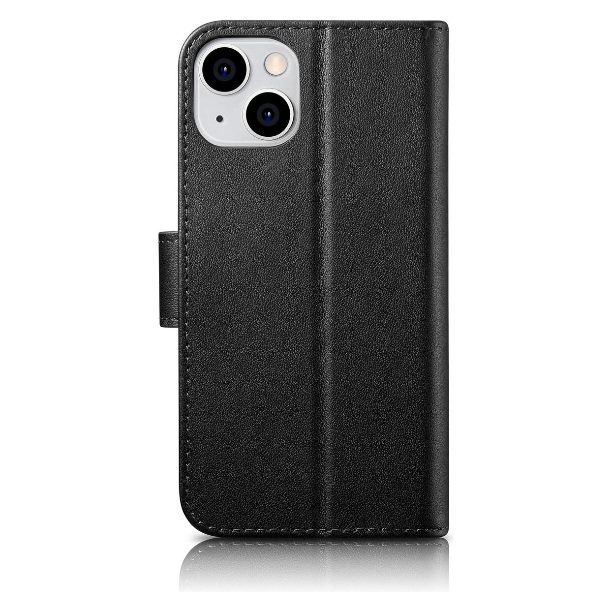 iCarer case case Wallet 2 in1 Cover iPhone 14 Plus Anti-RFID Leather Flip Case Black (WMI14220727-BK (Apple iPhone 14 Plus) (WMI14220727-BK)