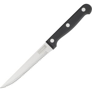 WAS Steakmesser 6 Stück, 12 cm Edelstahlklinge mit Wellenschliff, Kunststoffgriff