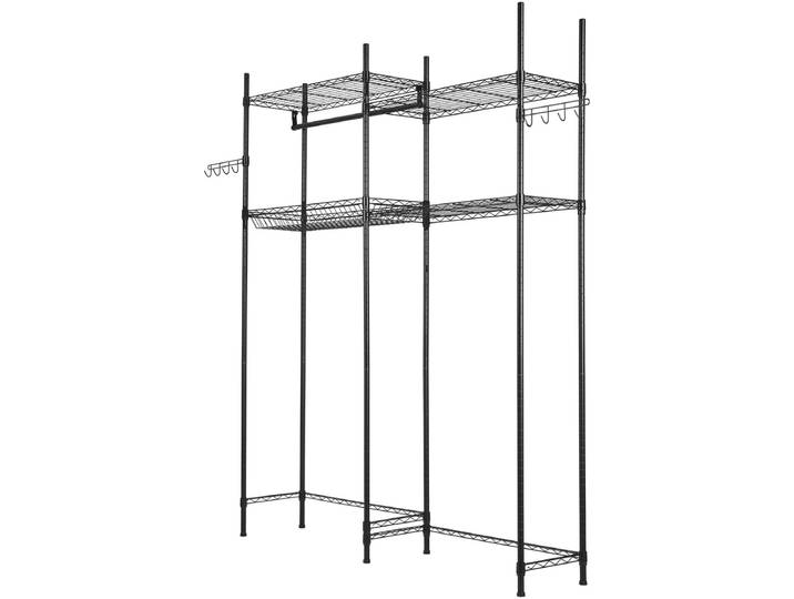 VEVOR Opbergrek boven wasmachine/droger\, dubbele rij\, 4 lagen\, zwart