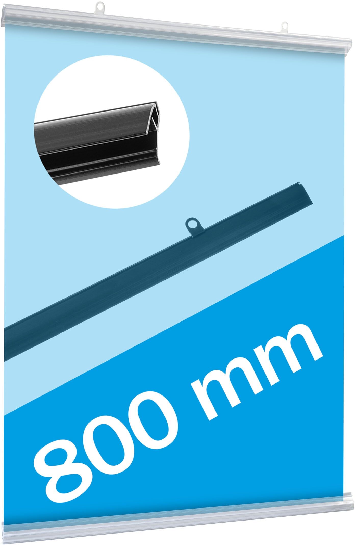 SPRINTIS 1 Profilo porta poster, plastica, apribile trasparente   800 mm