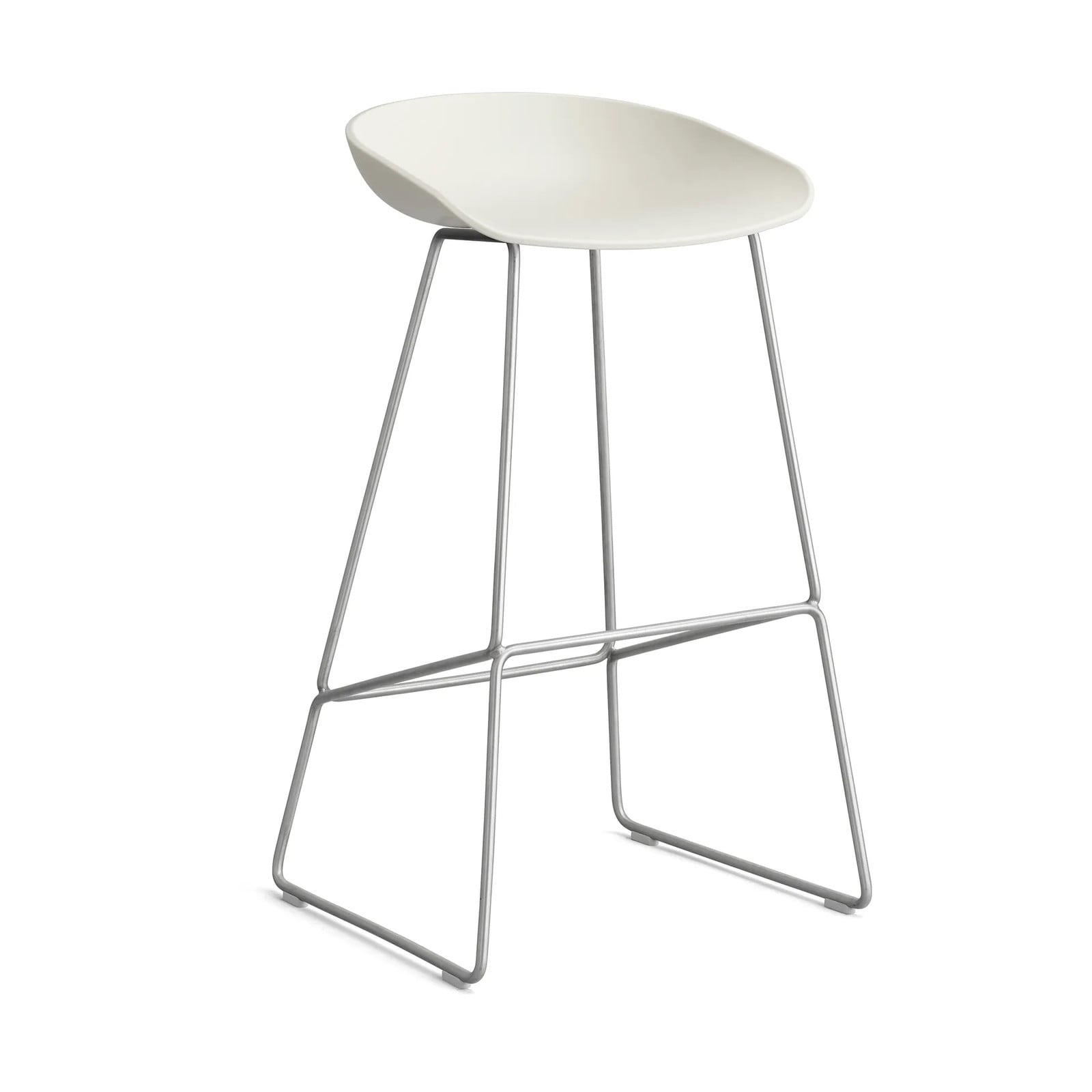 HAY About a Stool 38 barkruk Melange cream met roestvrijstalen onderstel