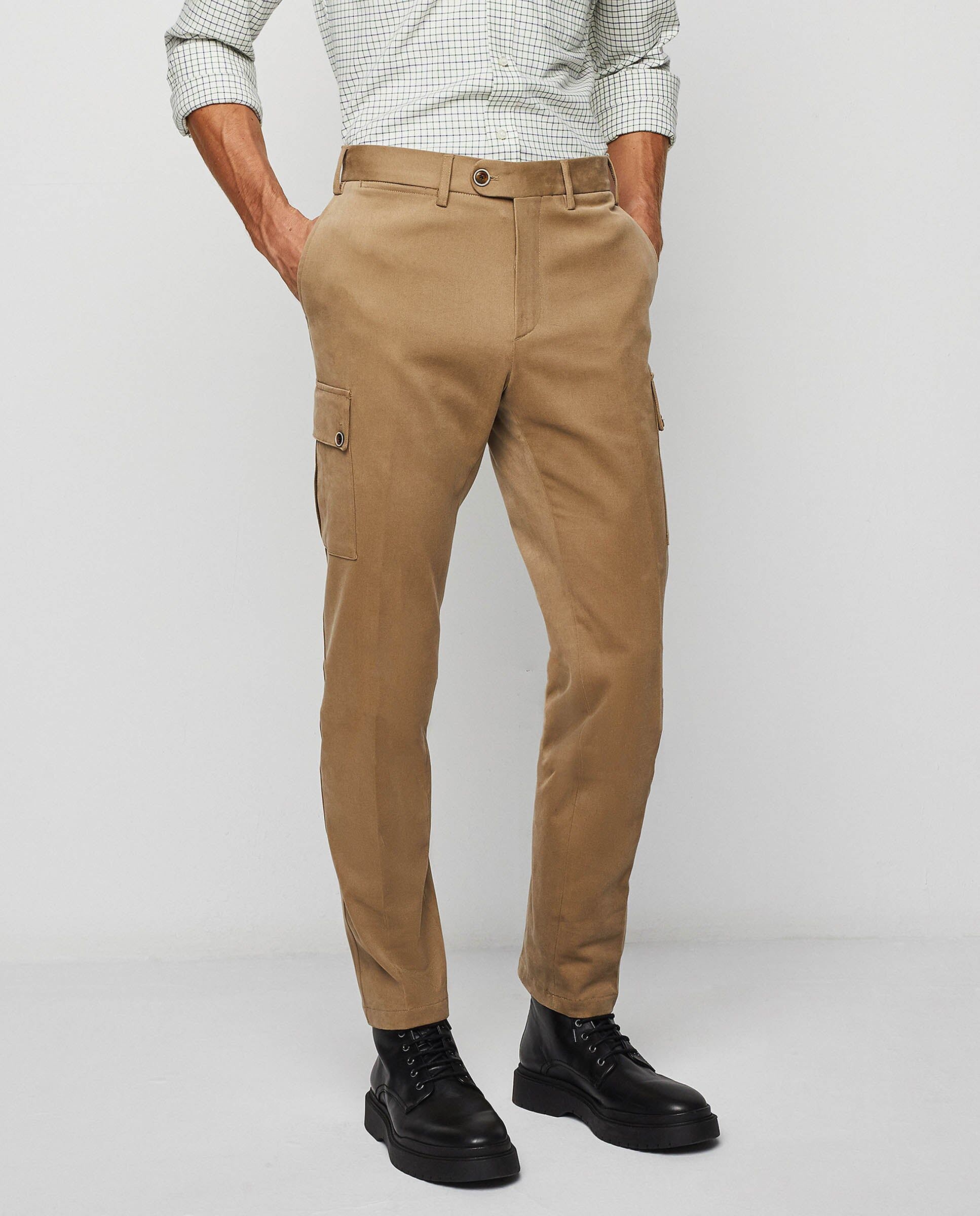 MIRTO Pantalón cargo regular fit algodón tostado-44 Hombre