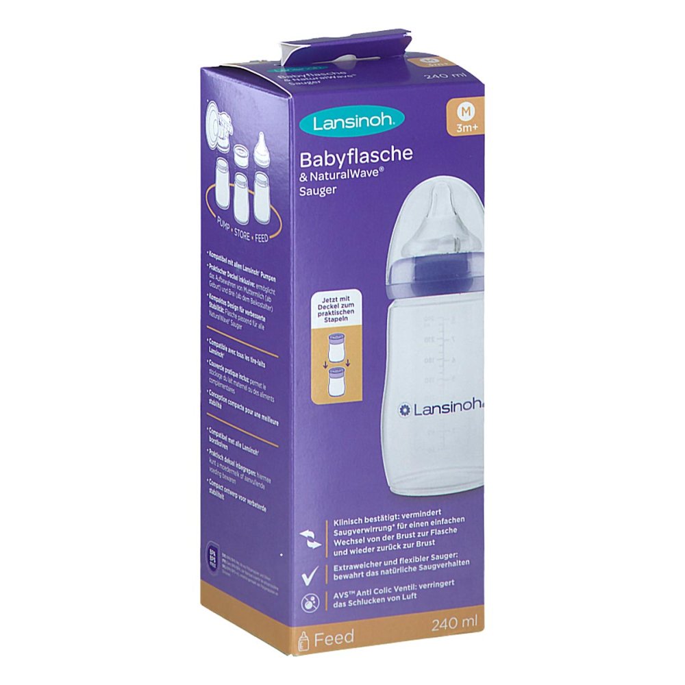 Lansinoh Laboratories Inc. Niederlassung Deutschla Lansinoh Naturalwave Babyflasche 240ml & Sauger M 18771608