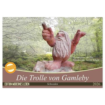 Die Trolle von Gamleby - Schweden - Skulpturen von Jan Pol (Wandkalender 2026 DIN A3 quer), CALVENDO Monatskalender