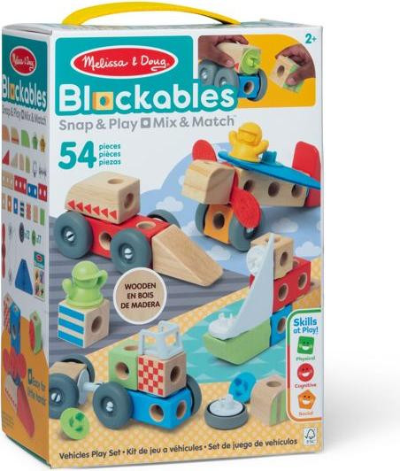 Spin Master Melissa & Doug Blockables Voertuigbouwset met 54 onderdelen en figuurtjes