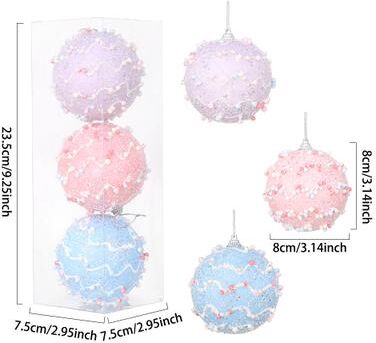 Retailers Go Christmas Ball Ornaments 6pcs 8cm, Red White Hanging Tree Decorations, Holiday New Year Navidad Home Decor 6pcs 2 8cm