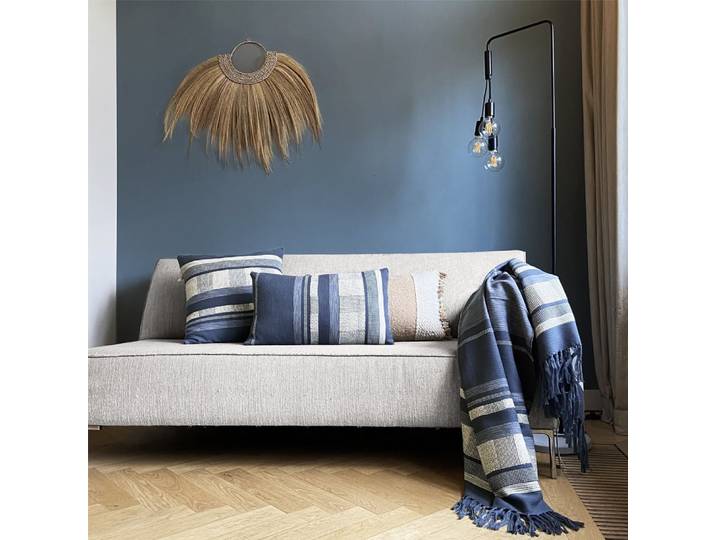 Plaid texture bleu nuit 125x150