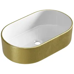 Planetmöbel Aufsatzwaschbecken 55 cm Gold Optik Keramik oval
