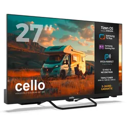 Cello CTrav Smart Tizen OS Camping LED TV mit Pitch Perfect Sound System, Triple Tuner, WLAN, Bluetooth, 12/24/230 V, 27 Zoll