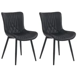 CLP 2er Set Stühle Brady Kunstleder   Farbe: schwarz, Material: Kunstleder