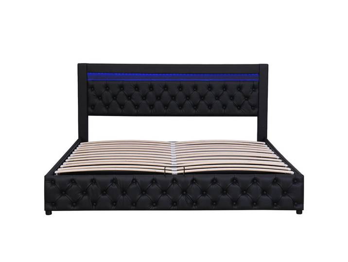 Komhtom Polsterbett140 x 190 cm,PU-Material in Schwarz, Mode, 140x190 cm, Schlafzimmer, Betten, Polsterbetten