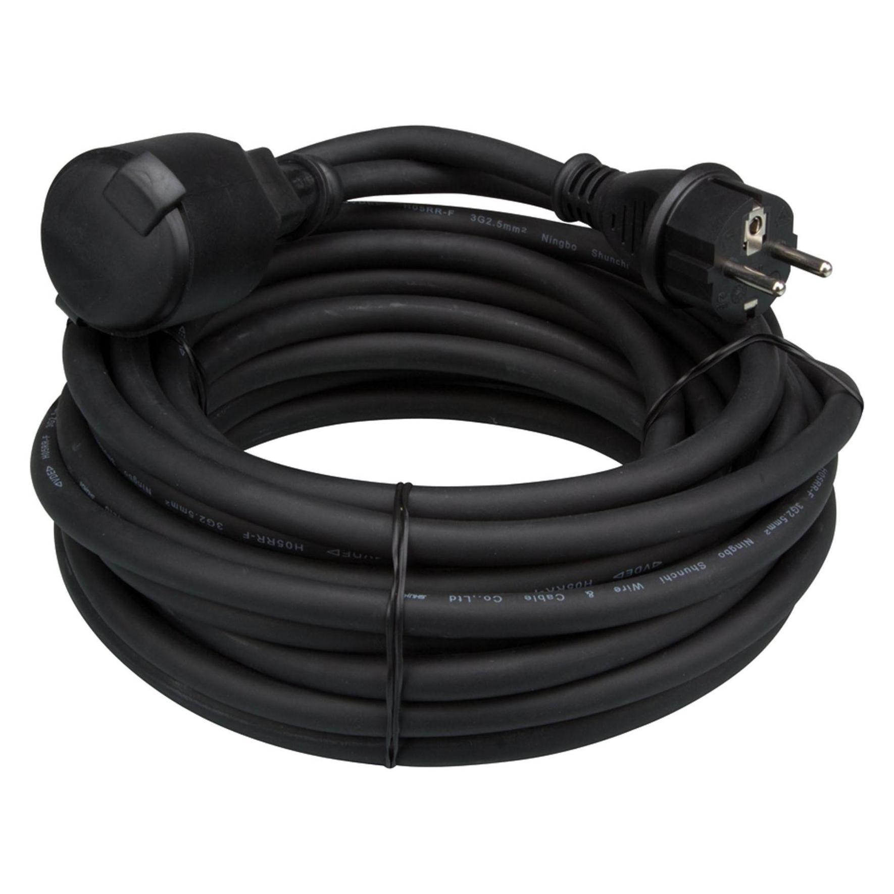 Velleman GUMMI-VERLÄNGERUNGSKABEL - 10 m - 3G2.5 - STECKER-TYP E (FRANZÖSISCHES SYSTEM) (10 m, CEE 7/4) (EC10R25)
