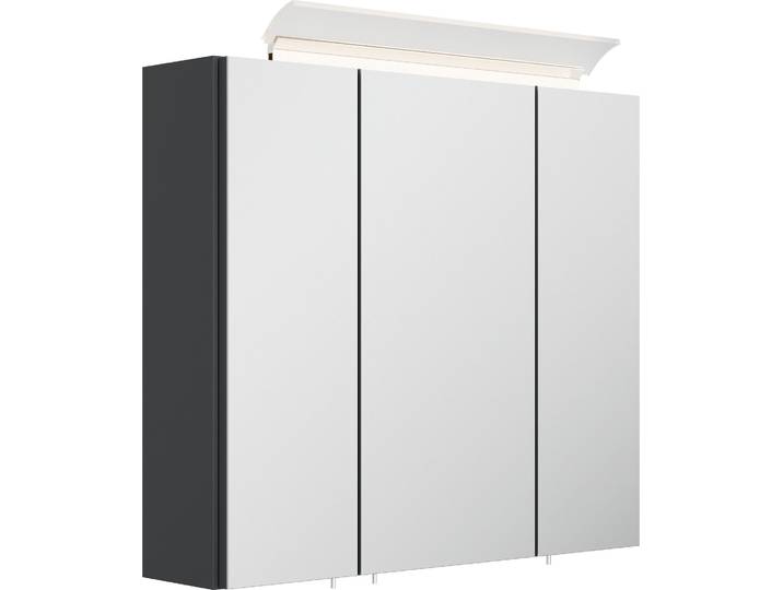 Badezimmer Spiegelschrank 3-türig LED-Lampe 70 cm Grafit