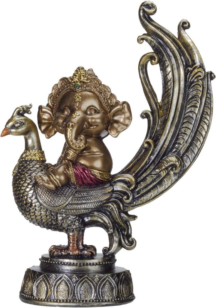 Ganesha Beeldje - Handgeschilderd Olifant Standbeeld voor Woondecoratie - Multicolor - 24 cm