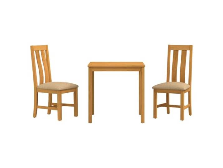 3-teiliges Esszimmer-Set, beige, aus massivem Eichenholz, mit 2 Stühlen Massives Eichenholz, Stühle mit Schaumstoffkissen, minimalistisches Design, einfache Reinigung, einfache Montage