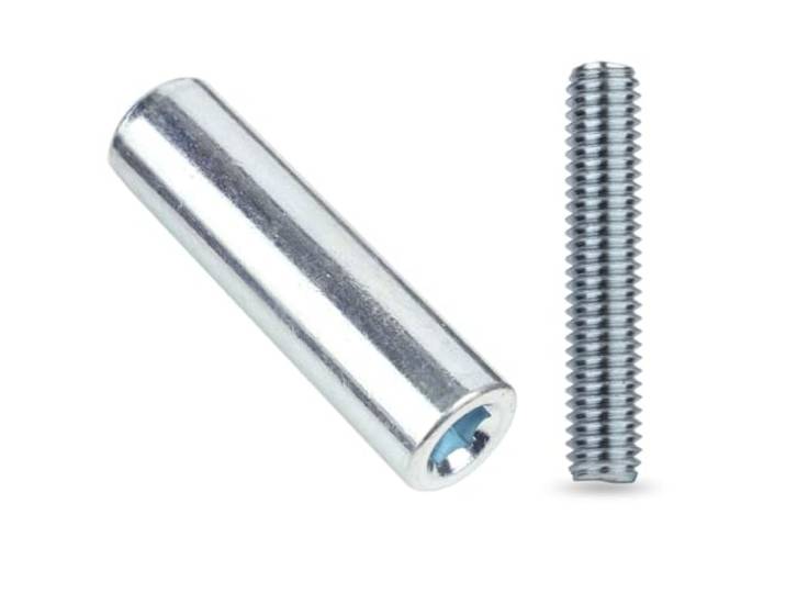 Spare Hardware Parts Ensemble de cadre de lit - Manchon rond long et tige filetée (remplacement pour IKEA pièce #106986 + 100013) - Lot de 4