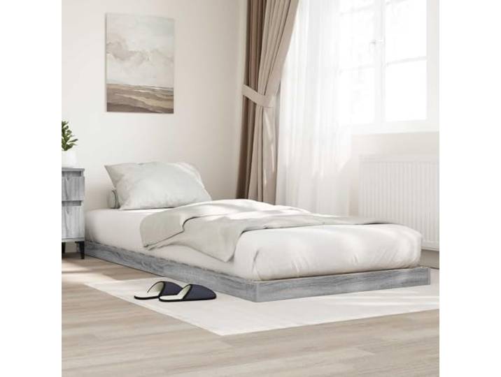 Holzwerkstoff Futonbettrahmen minimalistisch Loftbett Stil 75 x 190 cm Futonbettrahmen Bodenbett Sonoma 75x190 cm Holzwerkstoff mit Lattenrost, Modernes Bettgestell für Schlafzimmer, Raumsparend