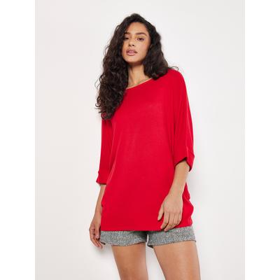 Fledermausshirt APRICOT "Longshirt", Damen, Gr. XS (34), rot, Modisch, Tops Fledermausshirt
