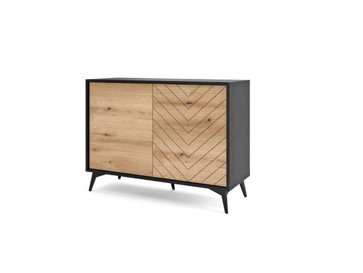 Commode effet bois Crème et Noir