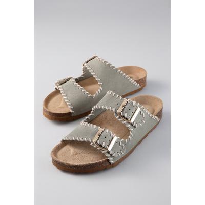 Pantolette ANISTON SHOES, Damen, Gr. 37, schilfgrün, Veloursleder, unifarben, Schuhe Pantolette, Urlaubsschuh, Sommerschuh, Hausschuh - NEUE KOLLEKTION