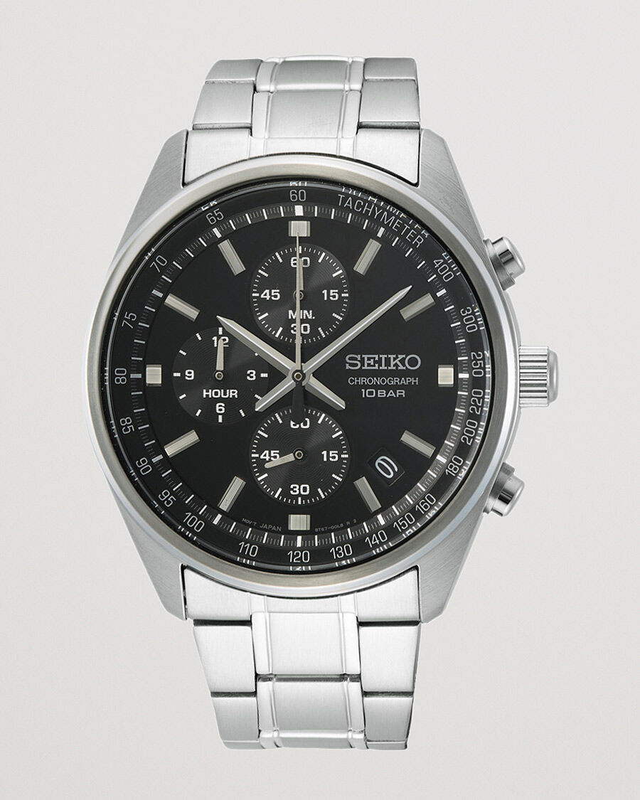 Seiko Chronograph 42mm Steel Black Dial men One size Sort